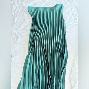 Sezane Teal Pleated Midi Skirt